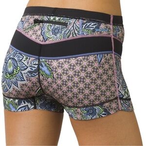 Prana Hydra Surf In The Wild Floral Print Stretch Shorts Back Zipper Size Medium
